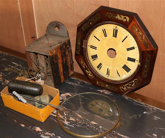 A brass-inlaid rosewood wall clock, a.f. W.33cm